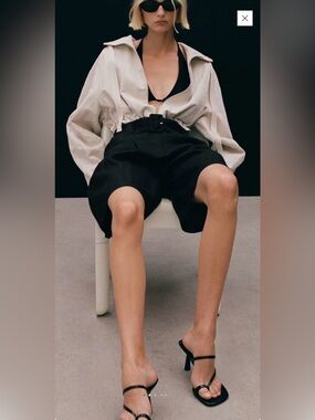 Mango Linen Tailored Bermuda Shorts